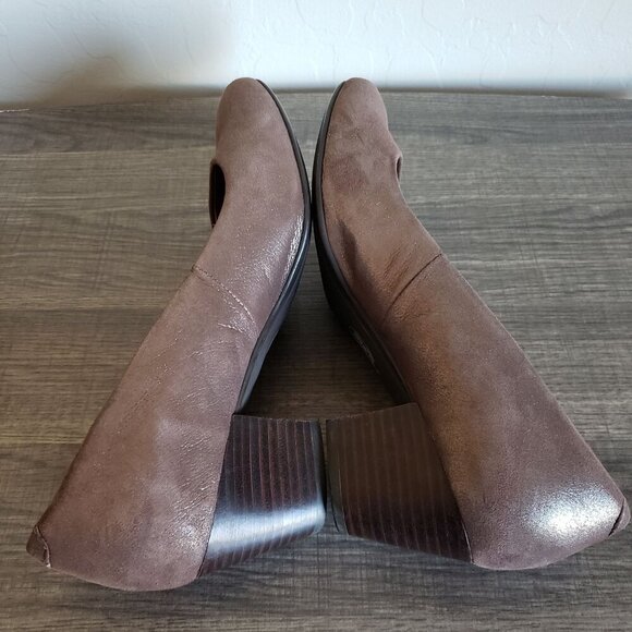 Sofft Lindon Block Heel Leather Pumps Metallic Taupe Women's 7.5 Slip-On Comfort - Picture 7 of 10